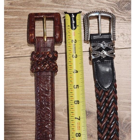 Brighton Belt Bundle Women's Sz S Brown Black Leathers Woven Textured Silver - Picture 8 of 13